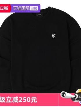 【自营】MLB卫衣新款男女装潮流休闲上衣黑色圆领套头衫3AMTB9144