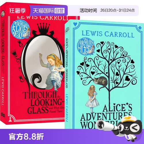 【自营】Alice in Wonderland & Through the Looking Glass 爱丽丝漫游奇境 爱丽丝镜中奇遇记2册 章节小说经典文学 英文原版进口