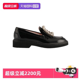 RV樂福鞋 RogerVivier 松糕厚底女鞋 自營 水鉆方扣黑色漆皮單鞋