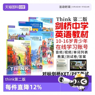 进口第二版 剑桥Cambridge PET考试教辅外语初中高中英语教材自学书 自营 think教材 12345级学生书练习册KET 原版 Starter Think