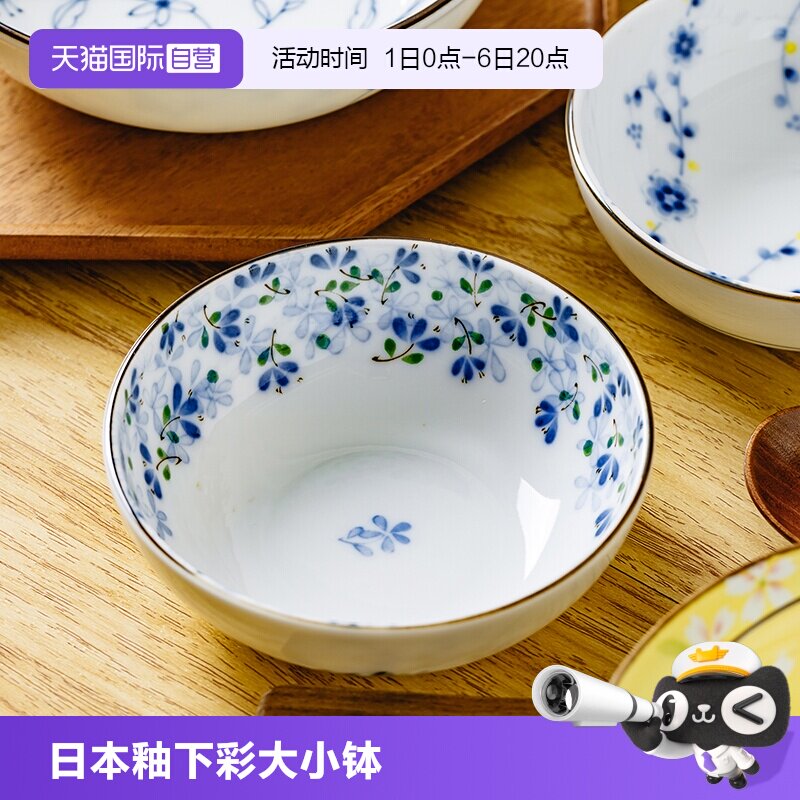 【自营】日本进口陶瓷餐具大钵碗小钵釉下彩拌面碗甜品碗小菜碗图片
