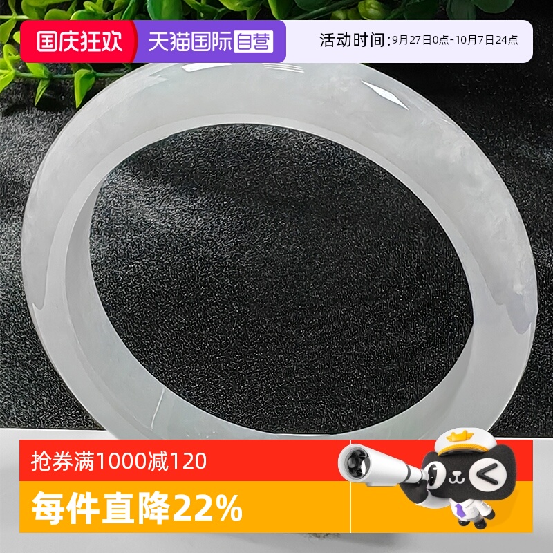 【自营】浅语拾光缅甸天然A货翡翠冰透纯雅种老水足白月光玉手镯