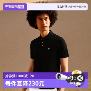 黑色商务休闲POLO衫 ARMANI 阿玛尼男士 T恤 短袖 自营 EMPORIO