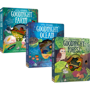 【自营】Little Explorers Goodnight Ocean Forest Farm 小小探险家3册套装 晚安洞洞书 睡前故事 亲子读物 纸板书 英文原版进口