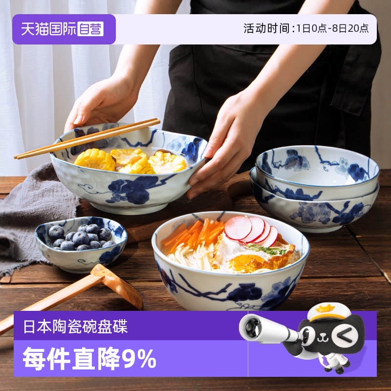 日本原装进口碗盘碟套装釉下彩