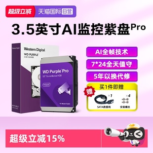 自营 AI监控硬盘紫盘PRO 22T 西数紫盘 西部数据3.5英寸8T