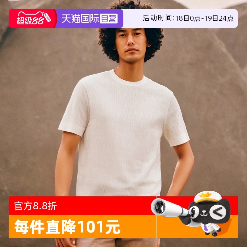 【自营】ARMANI/阿玛尼夏季新款男士短袖EA圆领百搭时尚T恤2024年