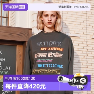 自营 多排彩色Logo弹幕贴花圆领套头长袖 done情侣款 卫衣