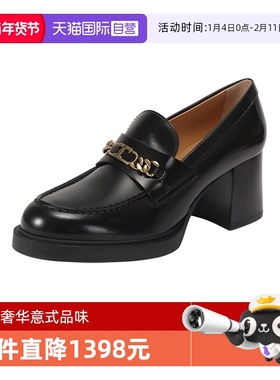 【自营】TOD’S/托德斯女士粗高跟乐福鞋皮鞋单鞋 XXW99K0IB30AKT