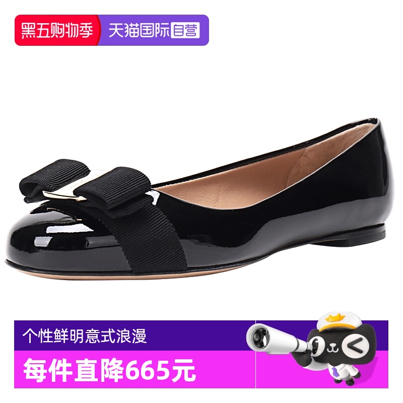 自营FERRAGAMO女士蝴蝶结平底鞋