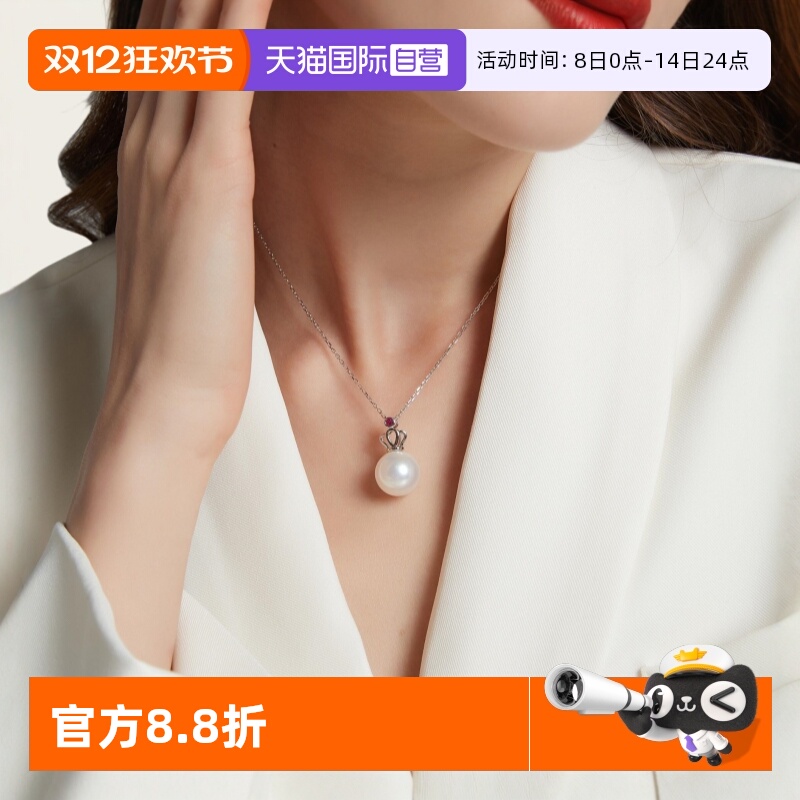 珍珠吊坠项链女纯银气质小众颈链