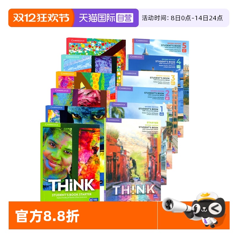【自营】原版进口剑桥初中高中英语教材 Cambridge Think Starter 1 2 3 4 5级别学生书+练习册思维KET/PET考试教辅外语 think教材