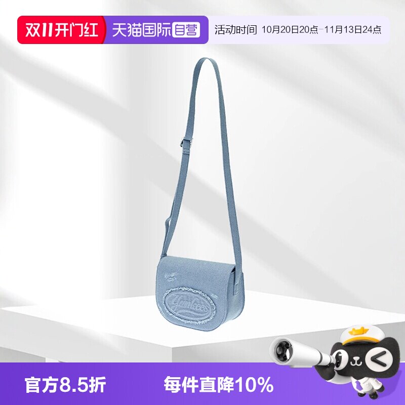 【自营】MLB女包做旧LOGO斜挎包复古仿牛仔单肩通勤学院秋冬