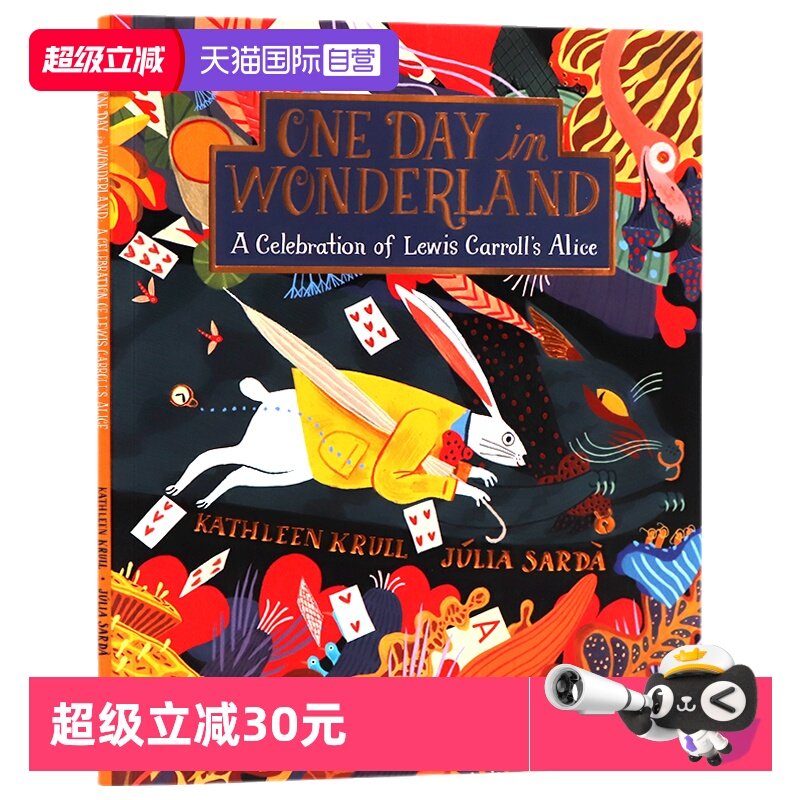 【自营】爱丽丝梦游仙境英文原版绘本 One Day in Wonderland 仙境的一天  儿童英语启蒙图画书 精美彩图大开本Julia Sarda