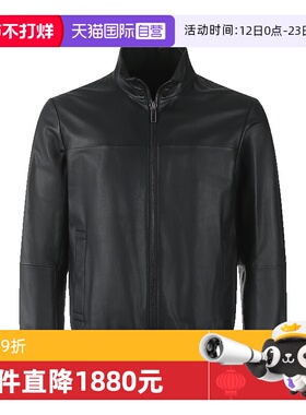 【自营】EA阿玛尼男士羊皮革立领拉链皮衣夹克外套 01R55P 01P54