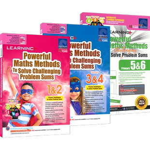 【自营】小学数学解题思路与方法训练题册 3册套装 SAP Learning+ Powerful Maths Methods Primary 1-6  新加坡数学教辅 英文原版