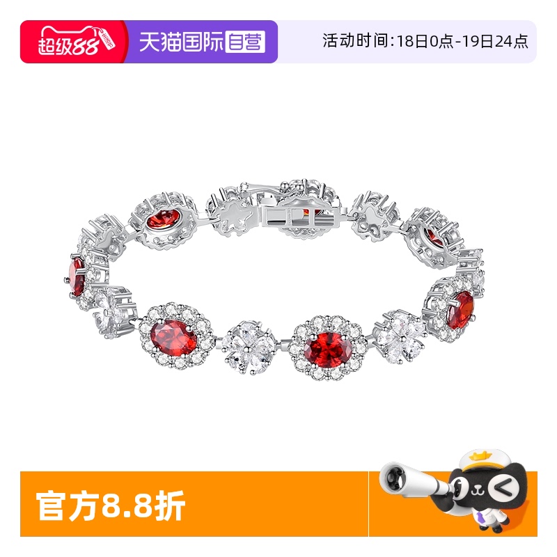 红宝石满钻手链女纯银高档手饰