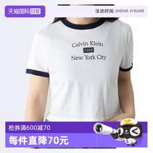 【自营】Calvin Klein/凯文克莱女款正肩短袖T恤CK字母印花上衣夏