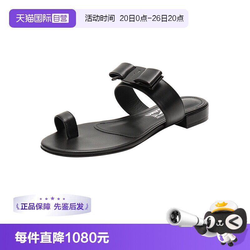 【自营】Ferragamo菲拉格慕 女士蝴蝶结夹趾凉鞋单鞋 0725929