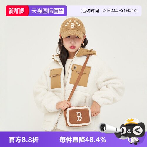 【自营】MLB明星同款秋冬女包仿羊羔绒休闲斜挎单肩相机包CRS07
