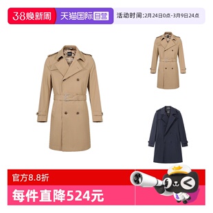 【自营】Hugo Boss男士black系列中长款双排扣风衣大衣外套