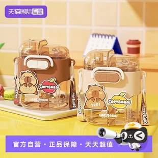 象普儿童卡皮巴拉吸管杯学生上学分仓水杯女生便携双饮杯 自营