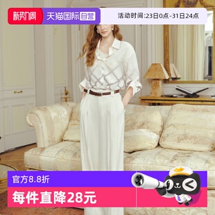 渐变格纹五分袖 ELLE法式 衬衫 女2026夏季 翻领休闲衬衣 新款 自营