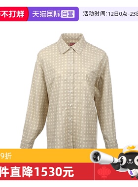 【自营】KENZO女士SS25格子图案印花翻领宽松休闲长袖衬衫