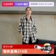 自营 ELLE黑白格纹宽松长袖 衬衫 女2025春新款 通勤休闲慵懒上衣