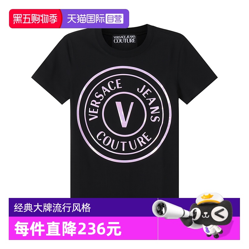 VJC范思哲短袖T恤女装V字徽章图案