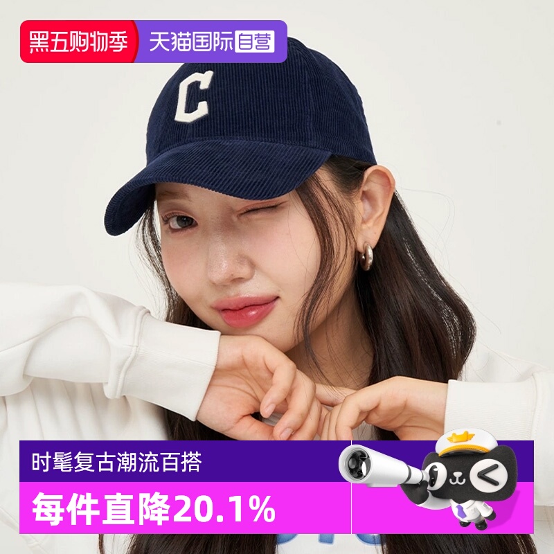 MLB男女情侣休闲灯芯绒棒球帽