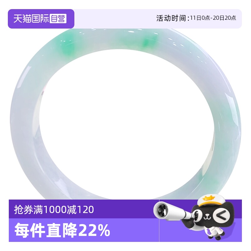 【自营】浅语拾光缅甸天然A货翡翠飘鲜阳绿飘微紫感种老玉镯手镯