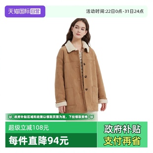 Bari Petit 女士复古翻领绒面皮毛一体外套 自营