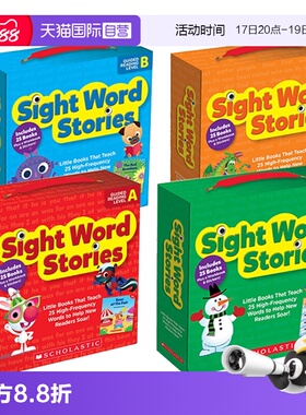【自营】英文原版 Scholastic Sight Word Stories ABCD 100册 学乐 入门级常见启蒙高频词简易读物 低幼学习英文版 2021年新品