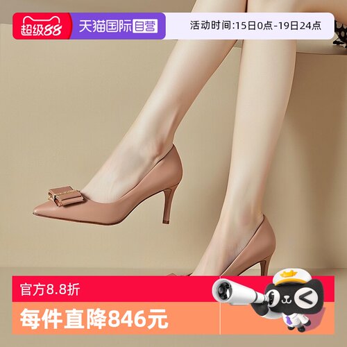 自营蝴蝶结FERRAGAMO高跟鞋