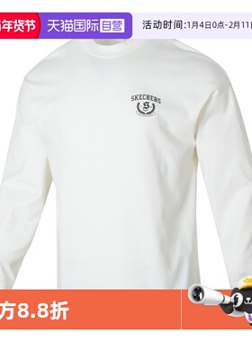【自营】SKECHERS斯凯奇男女同款长袖T恤卫衣白色套头衫L324U111