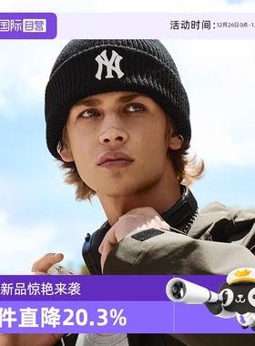 【自营】MLB男女情侣刺绣LOGO复古做旧休闲毛线针织帽25秋款BNB06