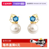 daisy 自营 beauty镀18k金海蓝锆石小雪人珍珠耳钉创意耳饰女