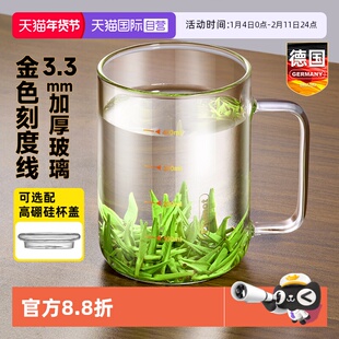 【自营】玻璃高档绿茶泡茶杯带把手办公室女士个人专用喝茶水杯子