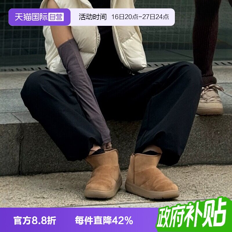 【自营】女鞋休闲短靴驼色简约加绒雪地靴棉童鞋24秋冬新款WBBCB