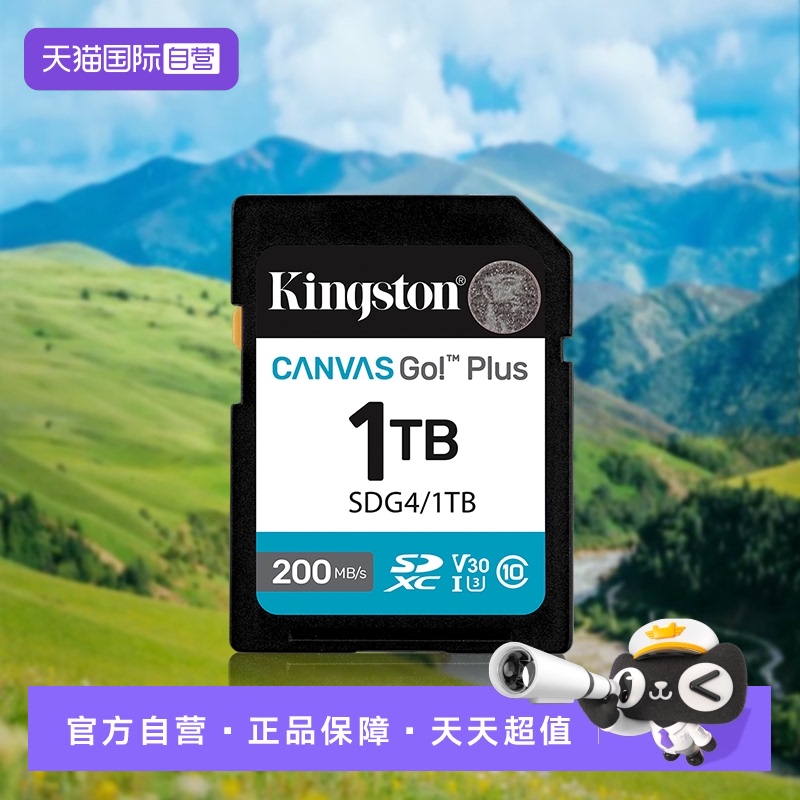 【自营】金士顿1T sd相机卡200MB/S4K视频相机高速闪存
