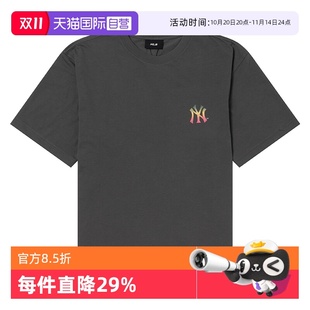 自营 舒适简约运动服复古跑步短袖 MLB男装 深炭灰色时尚 T恤 女装