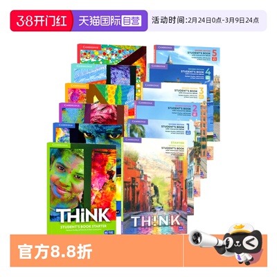 【自营】原版进口剑桥初中高中英语教材 Cambridge Think Starter 1 2 3 4 5级别学生书+练习册思维KET/PET考试教辅外语 think教材