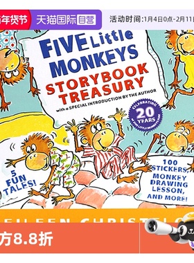 【自营】Five Little Monkeys 五只小猴子在床上跳/烤蛋糕/洗汽车/万圣节/坐在树上/在床上看书 英文原版绘本幼儿童英语读本廖彩杏