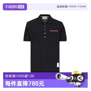 条纹贴袋海军蓝棉质短袖 Browne男款 经典 商务 Polo衫 自营 Thom