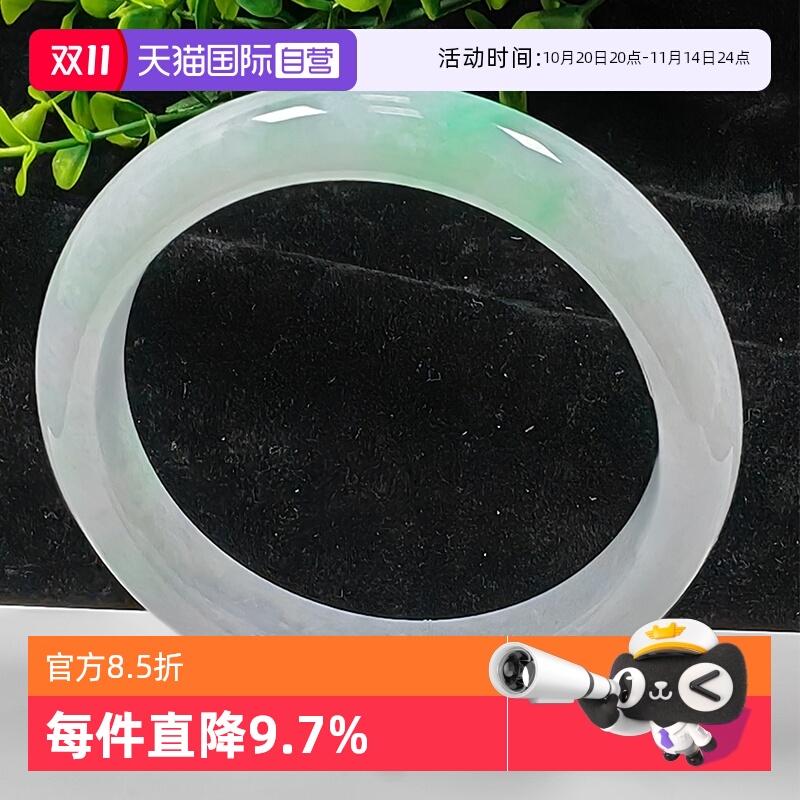 【自营】浅语拾光缅甸天然A货翡翠冰飘阳绿细腻种老高级白底青镯