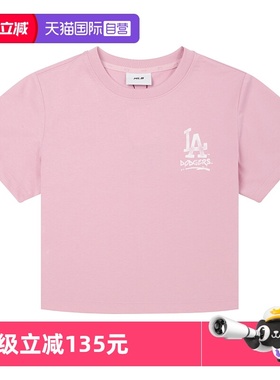 【自营】MLB美职棒女装麻紫色短袖简约时尚休闲运动T恤3FTSB5153