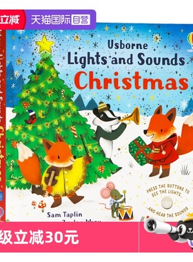 【自营】Usborne出品 圣诞灯光与声音发声书 英文原版绘本 Lights and SoundS Christmas 精装纸板书 英语早教启蒙认知亲子互动