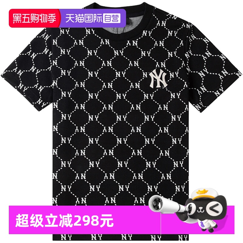 【自营】MLB情侣短袖男装女装钻石老花上衣宽松休闲半袖圆领T恤潮