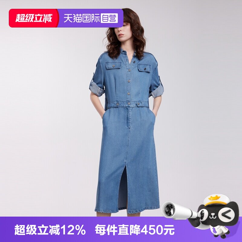 ELLE法式复古牛仔连衣裙图片